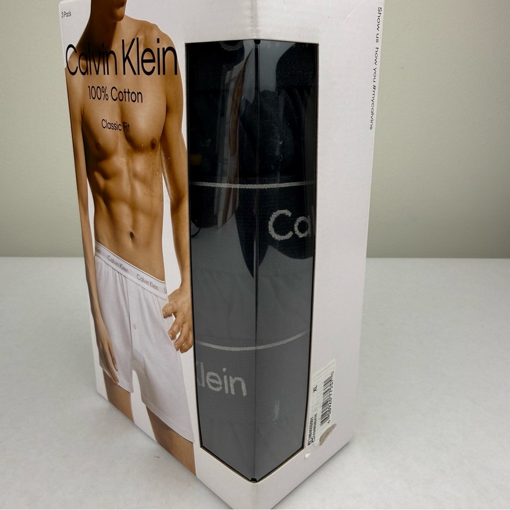 Calvin Klein NEW 3 Pack Men's 100% Cotton Classic Fit Boxers Black Size XL - Picture 6 of 6